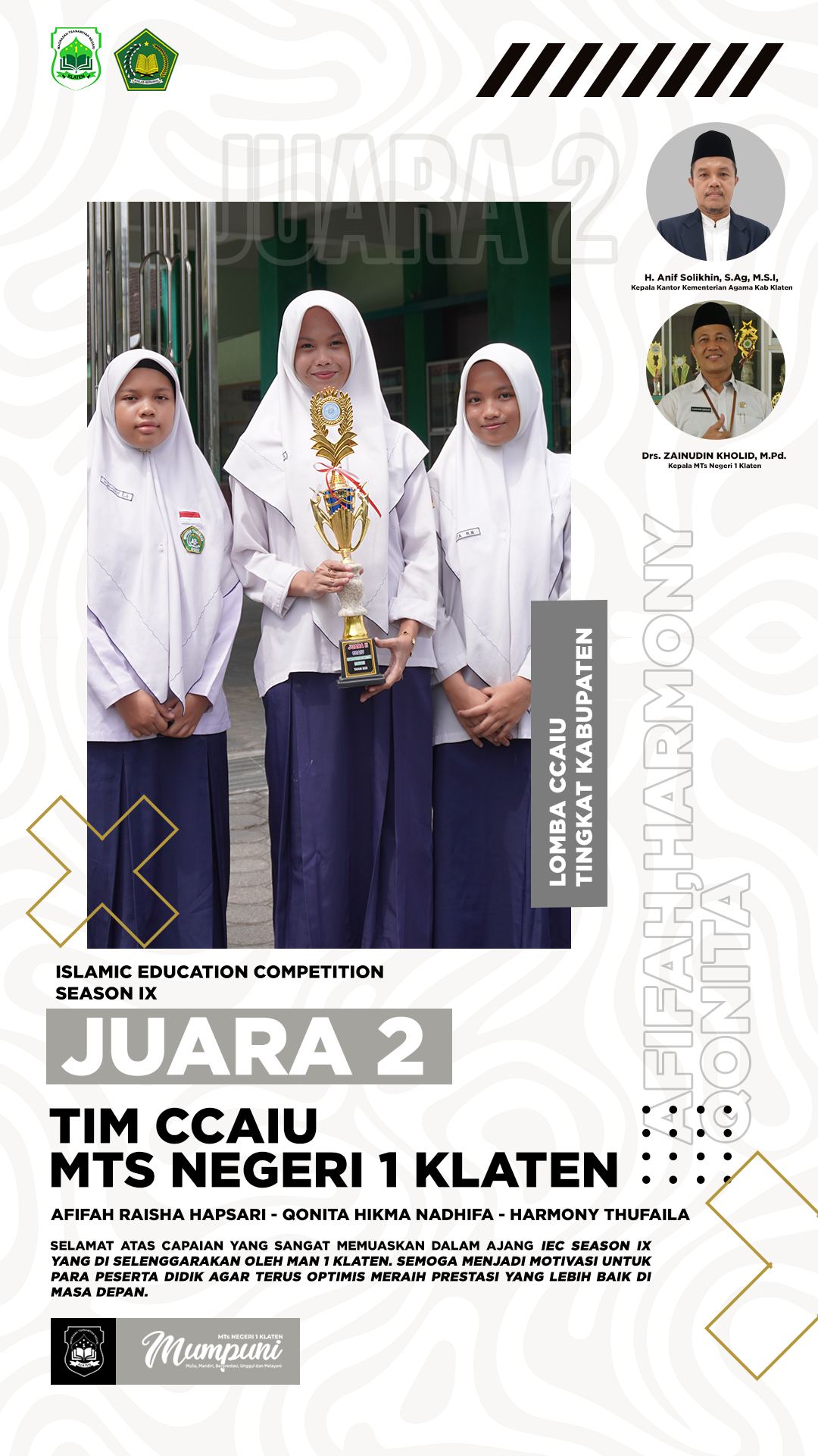 JUARA 2 – CERDAS CERMAT AGAMA ISLAM DAN UMUM