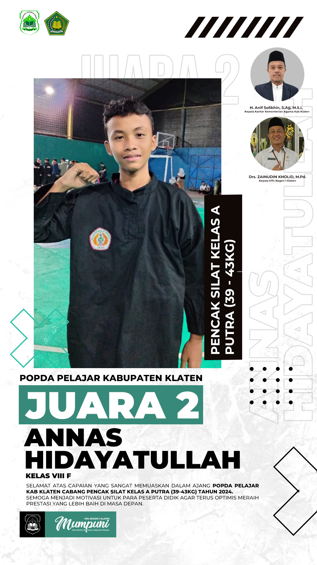 JUARA 2 – POPDA PELAJAR CABANG SILAT PUTRA KELAS A